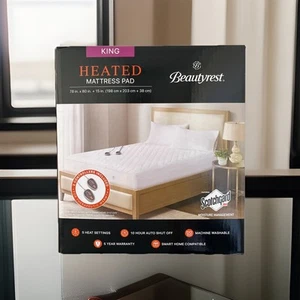 Beautyrest Coprimaterasso Riscaldato Smart Home Compatibile Deep Pocket King Size Bianco - Foto 1 di 5