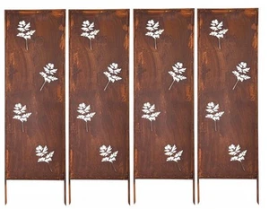 SICHTSCHUTZ 4x - ROST GARTEN DEKO 160x50CM WINDSCHUTZ METALL ROSTOPTIK EDELROST - Bild 1 von 12