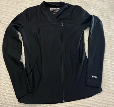 Chaqueta Médica Grey's Anatomy by Barco Negra con Cremallera para Mujer Bolsillos Top, Talla XXS Foto 1 de 4