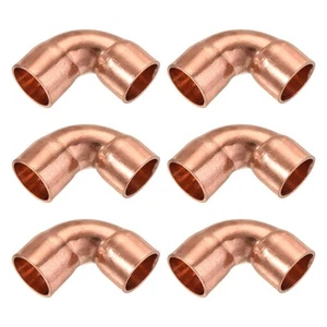 6pack 90 Degrees Elbow Copper Pipe Fitting Welding Connection 3/8 Inch ID - Picture 1 of 7