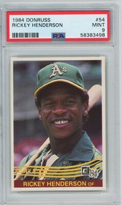 RICKEY HENDERSON PSA 9 Mint 1984 Donruss #54 Oakland Athletics 