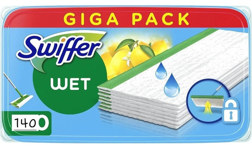 Swiffer wet 140 Panni umidi lavapavimenti pulizia pavimenti superfici al limone
