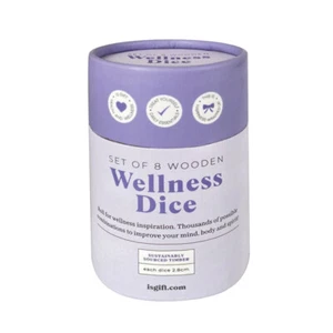 IS GIFT Set of 8 Wooden Wellness Dice - Improve Your Mind, Body and Spirit - Picture 1 of 4
