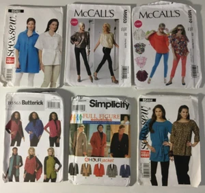 Sewing Patterns Mixed 6 Lot Womens Tops Size Lg X-Lg 2XL New Uncut A8 - Picture 1 of 5