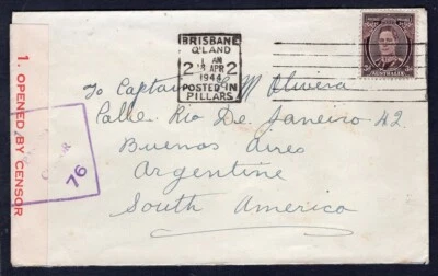 AUSTRALIA 1944 Censored Cover to Argentina. Receiver - Image 1 of 2