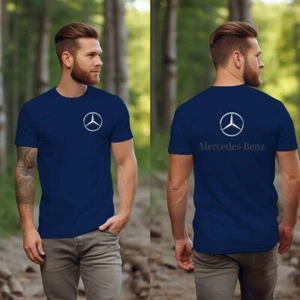 Mercedes Benz Motor Thsirt AMG Navy Tee Front and Back Gildan Unisex T-Shirt - Picture 1 of 2