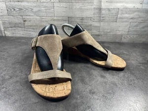 Donald J. Pliner Sandals Slides Women 8.5M Dylan Shoes Brown  Straps Thong Cork - Picture 1 of 21