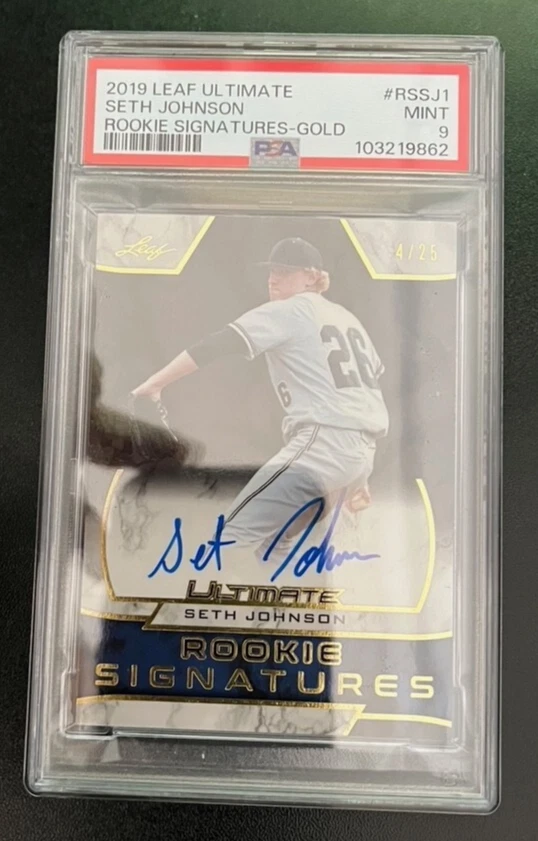 2019 Leaf Ultimate ,Seth Johnson Rookie Signature Gold  4/25  PSA 9 - Image 1 of 1