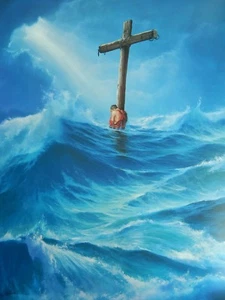 Impresión de arte cristiano aferrado a la cruz por Danny Hahlbohm - Imagen 1 de 2