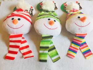 3 X Dog Toy Christmas Snowball with Hat & Scarf Squeaker Toys 7" Ethical Pet - Picture 1 of 4