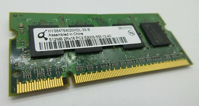 Qimonda PC2-5300 512 MB SO-DIMM 667 MHz DDR2 Memory (HYS64T64020HDL-3S-B) - Image 1 of 4