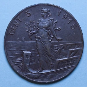 VITTORIO EMANUELE III 5 CENTESIMI 1915 ITALIA SU PRORA MBB RAME REGNO ITALIA - Imagen 1 de 2