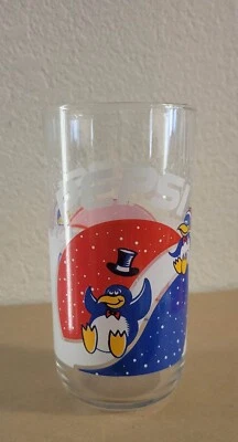 Pepsi 1994 Christmas Glassware  Penguins Snowflakes 5.75" H - Image 1 of 4