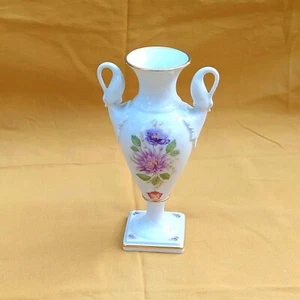 hervorragene KAISER Porzellan Amphore Schwanengriff Gold Blumenmuster Vase Flora - Bild 1 von 12