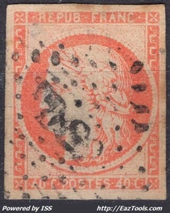 FRANCE TYPE CERES 40c ORANGE N° 5 AVEC OBLITERATION PC A VOIR - Picture 1 of 2