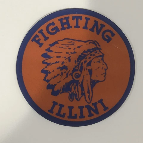 Fighting Illini Chief Illiniwek Magnet 3" x 3" - Blue/Orange Cover