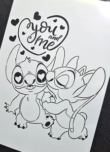 LARGE STITCH Angel Lilo Love Reusable Mylar Stencil Wall Cake Craft Valentines - Picture 1 of 5