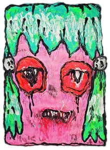 Original JUSTIN AERNI 2023 mixed media LARGE Painting : "THE SADDEST GIRL 4" - Picture 1 of 1
