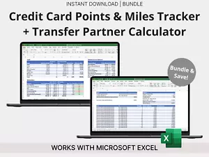 Credit Card Points & Miles Tracker + Transfer Partner Calculator -Travel Hacking - Picture 1 of 10