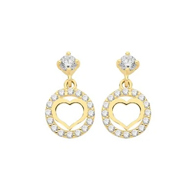 17 Stone Heart Drop Earrings 9ct Yellow Gold 375 Hallmarked Brand New Boxed - Image 1 of 3