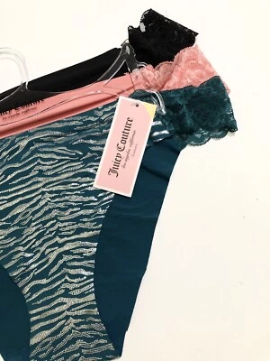 Calcinha biquíni Juicy Couture nova com etiquetas pacote com 3 tamanho XL padrão tigre verde preto sem linha - Imagem 1 de 4