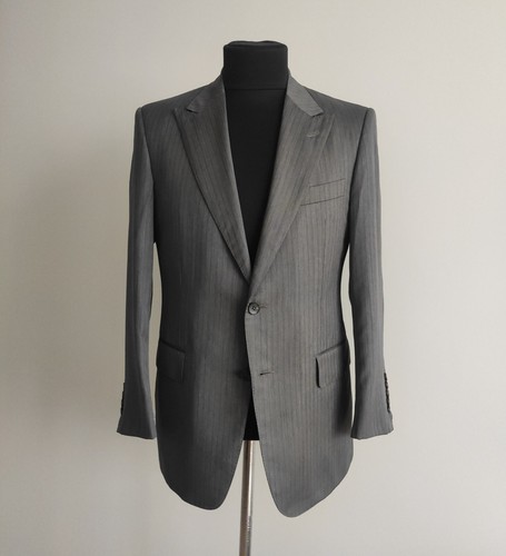 Giacca blazer uomo Gucci lana seta righe grigio taglia IT 50 US 40