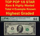Top Pop 1/0 1969C $10 Chicago star FRN PMG 64EPQ highest graded Fr 2021-G*