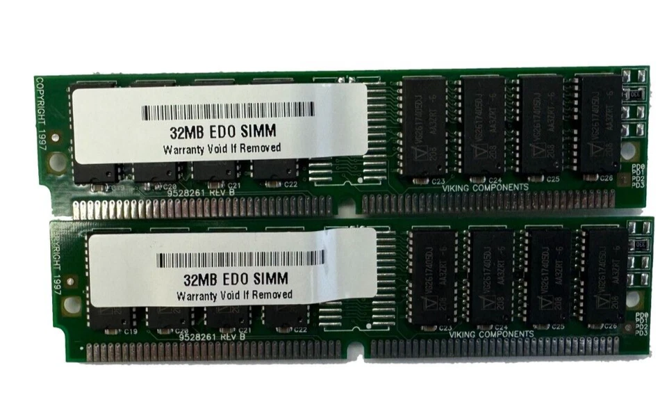 64MB (2X32MB) 72 PIN SIMM NON PARITY EDO 60ns 5v Low Density PC MEMORY RAM - Image 1 of 1