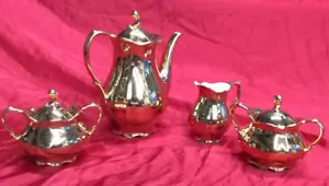 SET of 4 Rudolf Wachter (RW) Vintage Bavaria Gold Glaze Coffee/Tea/Creamer Pots - Picture 1 of 12