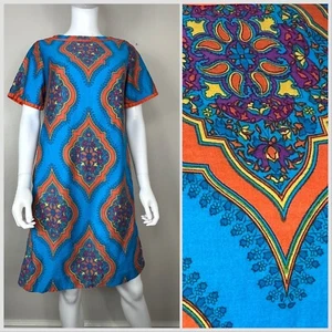 Vintage 1960s Mod Medallion Print Dress 60s Park East by Swirl Mod Psychedelic - Picture 1 of 5
