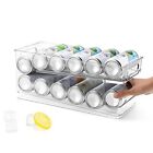 2-Tier Automatic Rolling Pop Can Organizer Storage Container Dispenser