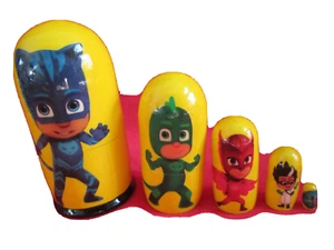 Muñeca anidadora máscara PJ/hecha a mano/juego de 5 piezas/4,5" de alto/madera/rusia/¡NUEVA! - Imagen 1 de 2