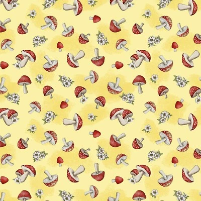 Impresiones Wilmington - Cultivado en gnomos - Setas por todas partes - Amarillo Foto 1 de 4