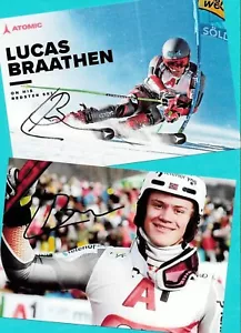Lucas BRAATHEN - 2 immagini autografe - copie stampate + 2 cartoline firmate - sci - mondiali - Foto 1 di 1