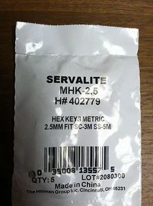 HEX KEY METRIC 2.5MM FIT SC-3M SS-5M PACK OF 5 - Picture 1 of 2