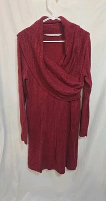 Suéter Vestido Athleta Para Mujer Cuello Capucha Elástico Manga Larga Rojo Talla L Foto 1 de 4