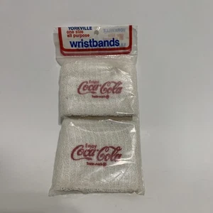 Vintage Set 2 Enjoy Coca Cola Coke Sweat Bands Collectible Wristbands White Red - Picture 1 of 4