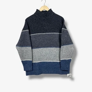 Vintage SKYR Wollpullover Herren klein gestreift Stehkragen Strickpullover Opa - Bild 1 von 6