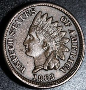 1863 INDIAN HEAD CENT - With LIBERTY & DIAMONDS - XF EF - Picture 1 of 2