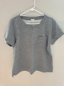 J Crew Felpa Manica Corta Tasca Grigio Donna XL - Foto 1 di 7