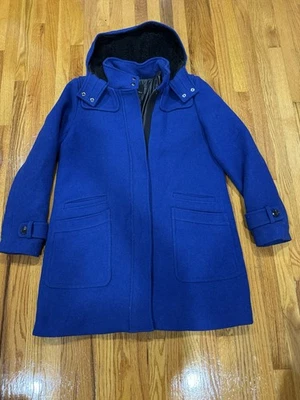 Banana Republic Women’s Wool Blend Hooded Coat – Size L – Royal Blue - Image 1 of 4