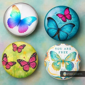 Butterfly Snap Jewelry Ginger Charm 18MM Rainbow Interchangeable Charm Button - Picture 1 of 12