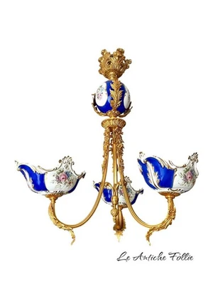 Lámpara de araña FBAI en estilo rococó - Bronce y porcelana - Lujo y... Foto 1 de 4