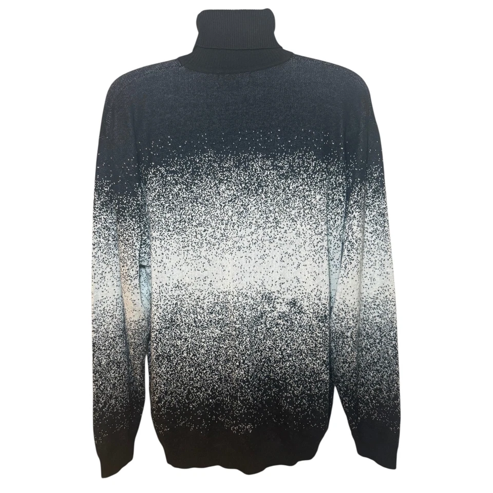 Suéter de cuello alto degradado moteado negro blanco 2XL Lavane New York para hombre L/S Foto 1 de 4