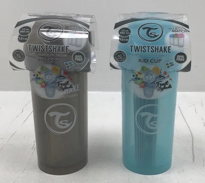 Lote de 2 tazas para niños TwistShake 12 oz sin derrames azules y grises 12+ meses Foto 1 de 4
