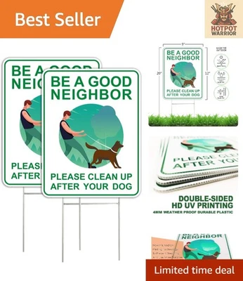 Easy Install Pet Waste Signs - 2 Pack, 9 x 12 Inches with H-Stakes - Image 1 of 4
