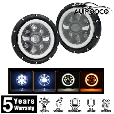 Conjunto de faros LED redondos de 7" pulgadas DRL haz alto/bajo DRL para Jeep CJ7 1976-1986 2 PIEZAS Foto 1 de 4