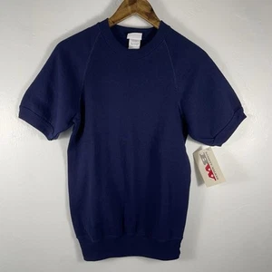 Sudadera De Colección Bassett Walker Manga Corta Para Hombre Pequeña Azul Marino En Blanco NUEVA AÑOS 80 - Imagen 1 de 11