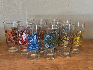 Vintage 1976 RARE COMPLETE SET Arby's Promo Glass Beverly KMA Astrology Zodiac - Picture 1 of 9