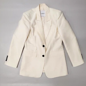 PushButton Women's Ivory Jacket Blazer two buttons size M Made in Korea - Picture 1 of 13